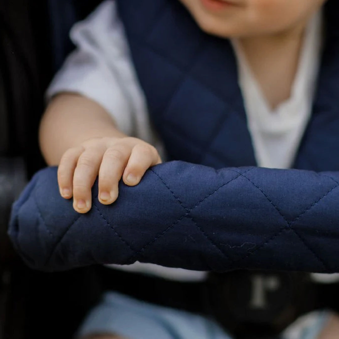 BAMBELLA DESIGNS PRAM BAR COVER - NAVY | QUILTED