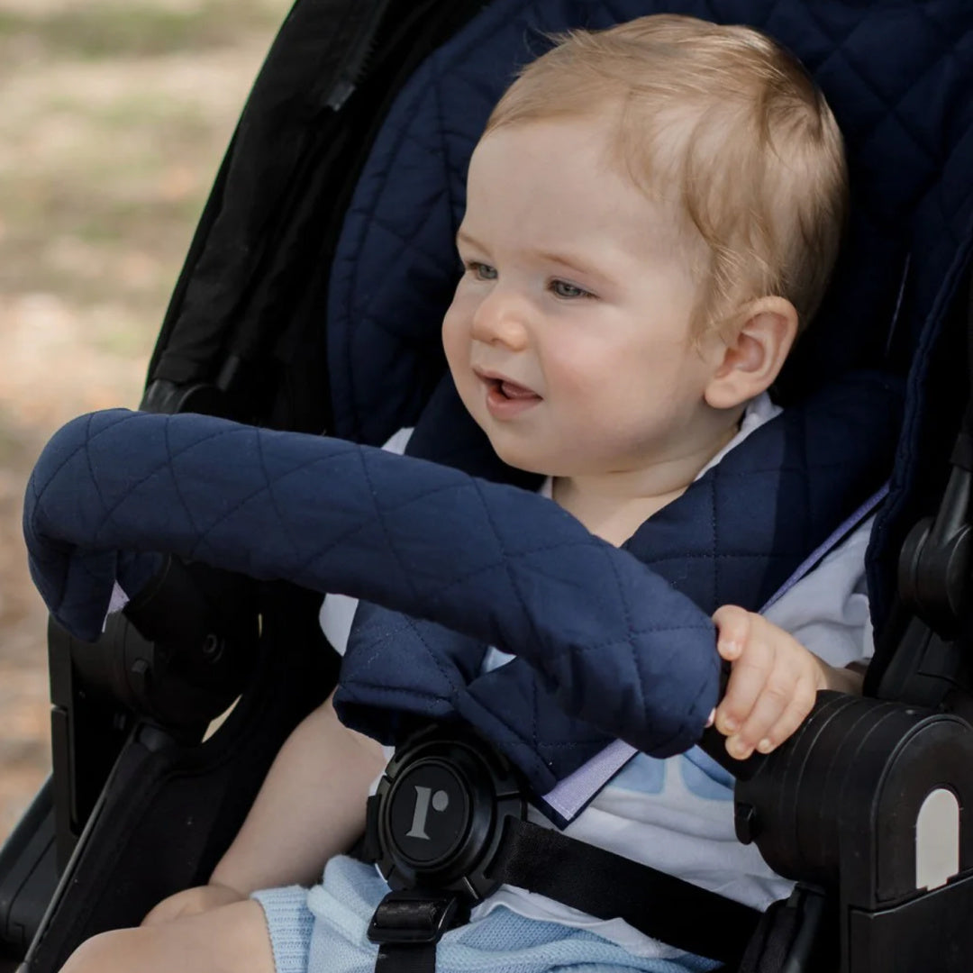 BAMBELLA DESIGNS PRAM BAR COVER - NAVY | QUILTED