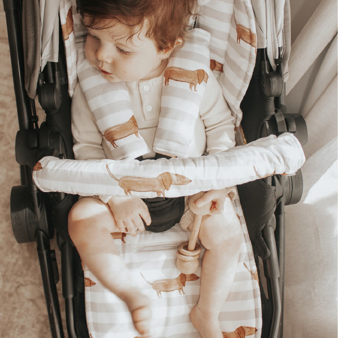 BAMBELLA DESIGNS PRAM HARNESS COVER - DACHSHUND DAYS