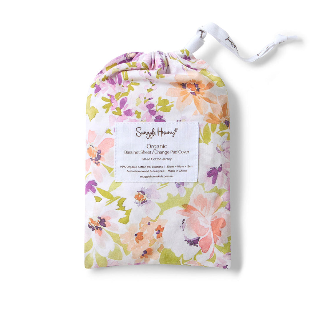 SNUGGLE HUNNY ORGANIC FITTED BASSINET SHEET / CHANGE PAD COVER - ISLA