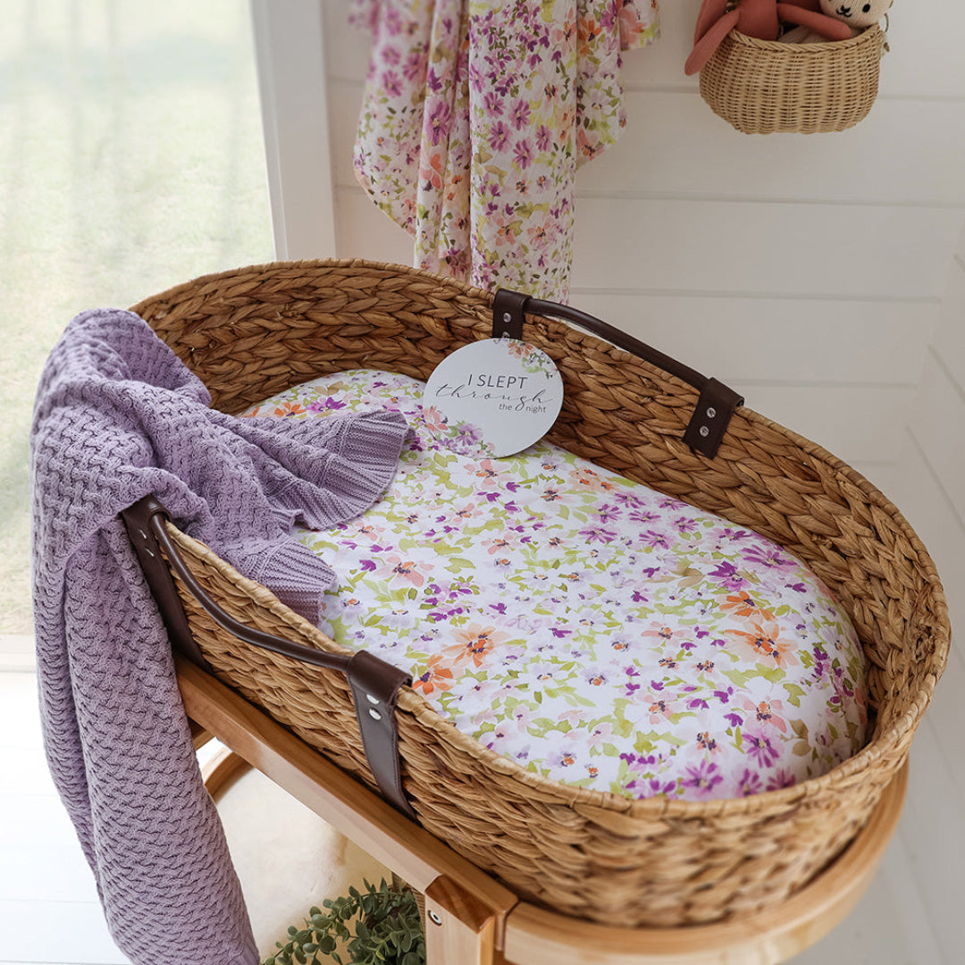 SNUGGLE HUNNY ORGANIC FITTED BASSINET SHEET / CHANGE PAD COVER - ISLA