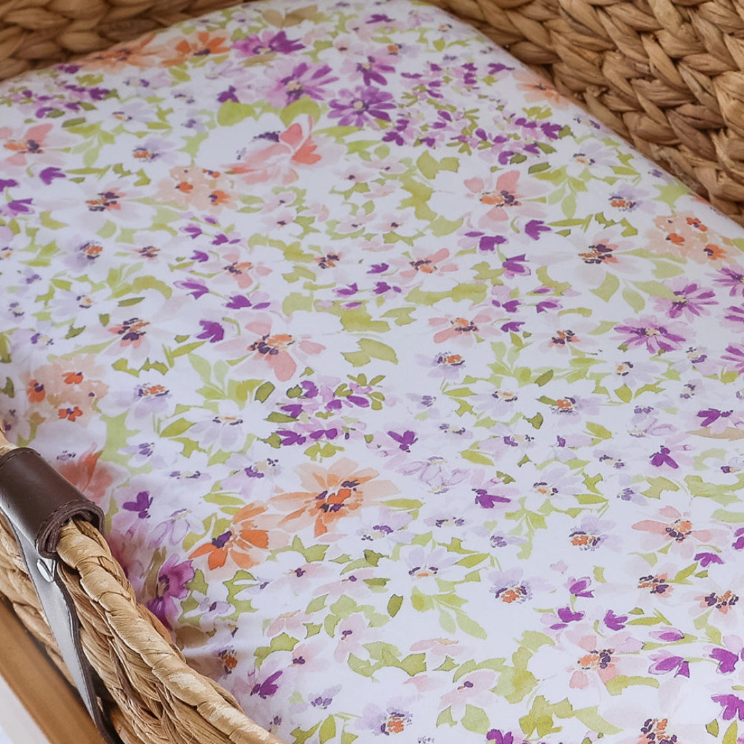 SNUGGLE HUNNY ORGANIC FITTED BASSINET SHEET / CHANGE PAD COVER - ISLA