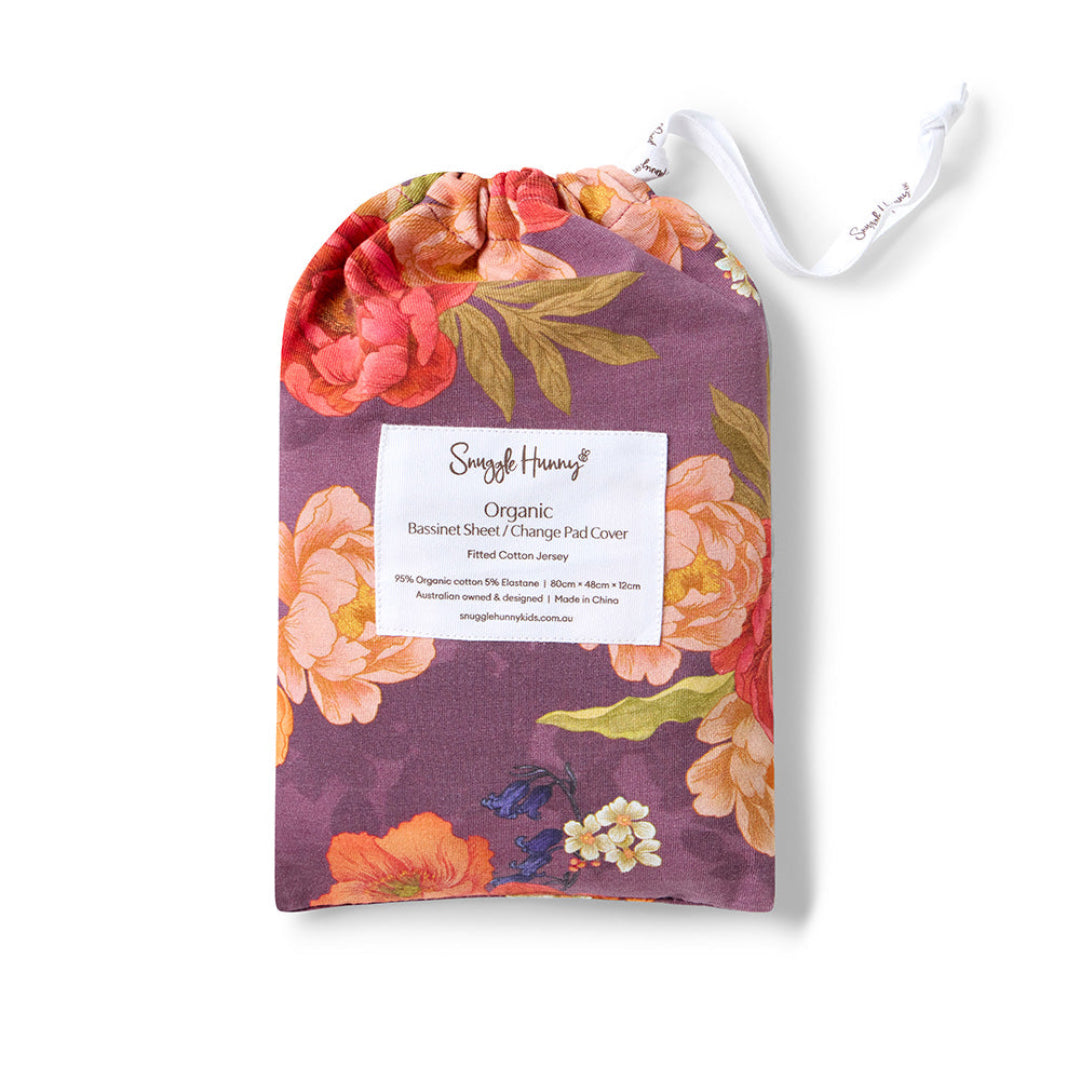 SNUGGLE HUNNY ORGANIC FITTED BASSINET SHEET / CHANGE PAD COVER - SIENNA