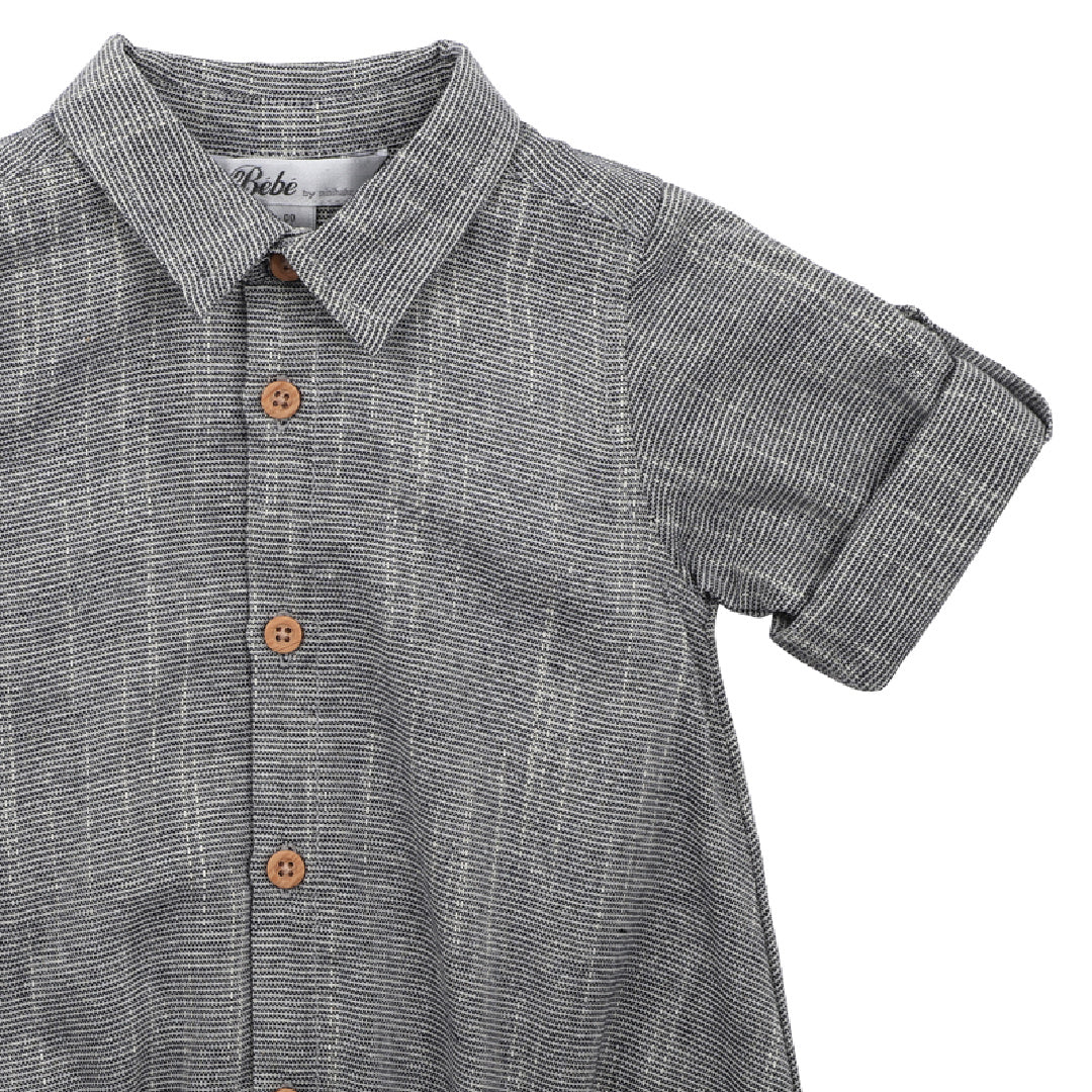 BEBE LIAM SHIRT BODYSUIT - NAVY STRIPE