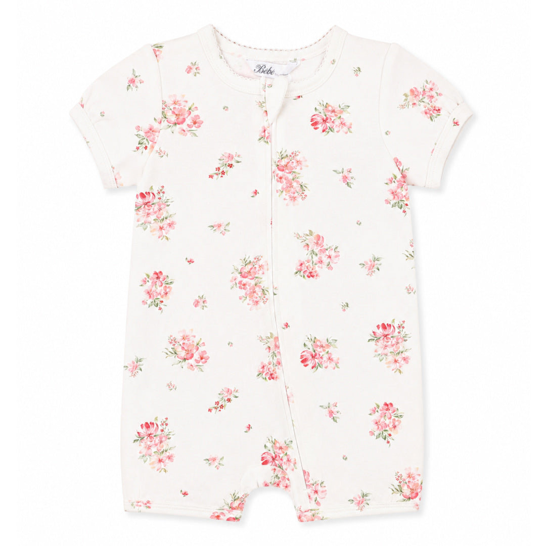 BEBE CHELSEA ORGANIC SS ZIP ROMPER
