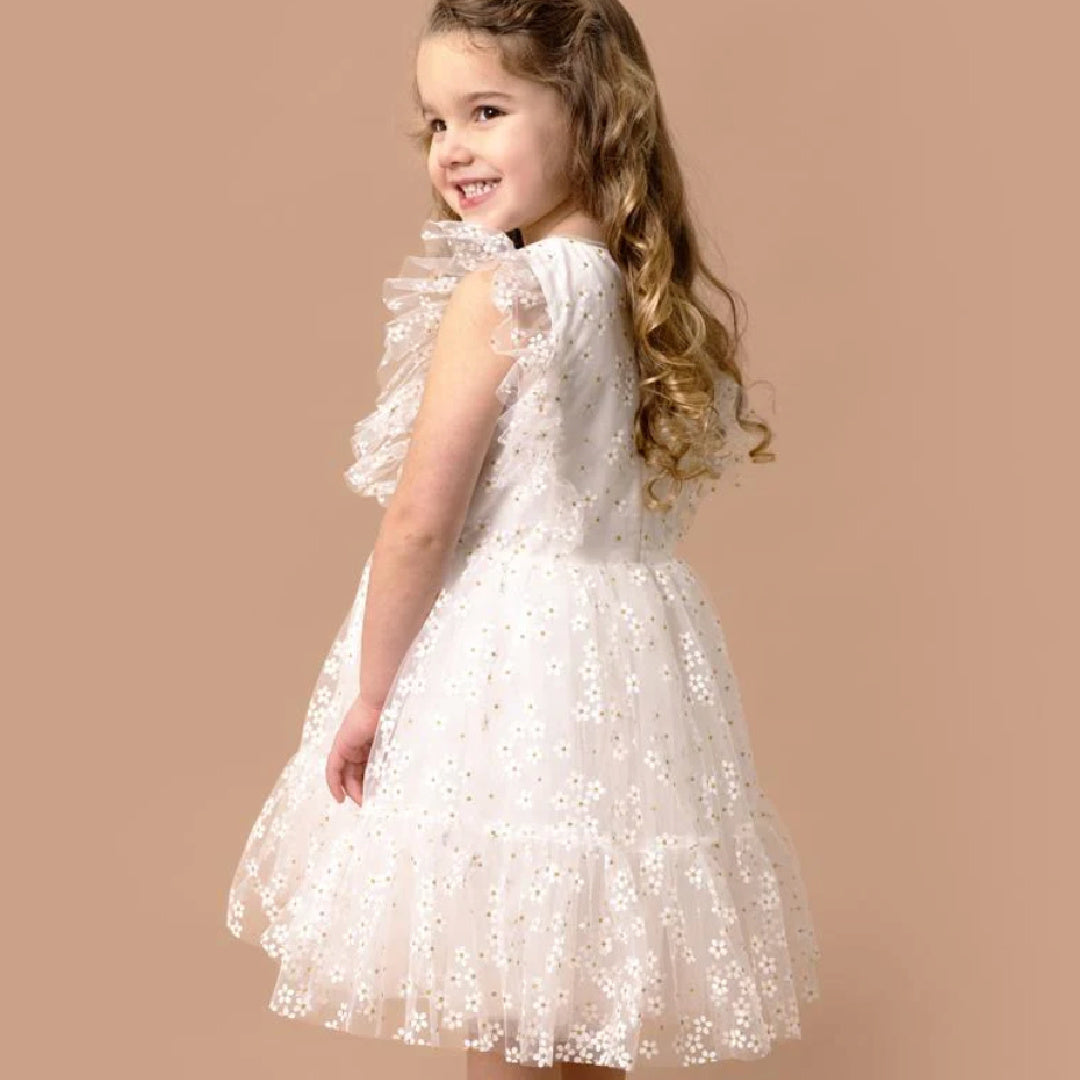 BEBE DAISY GLITTER DRESS