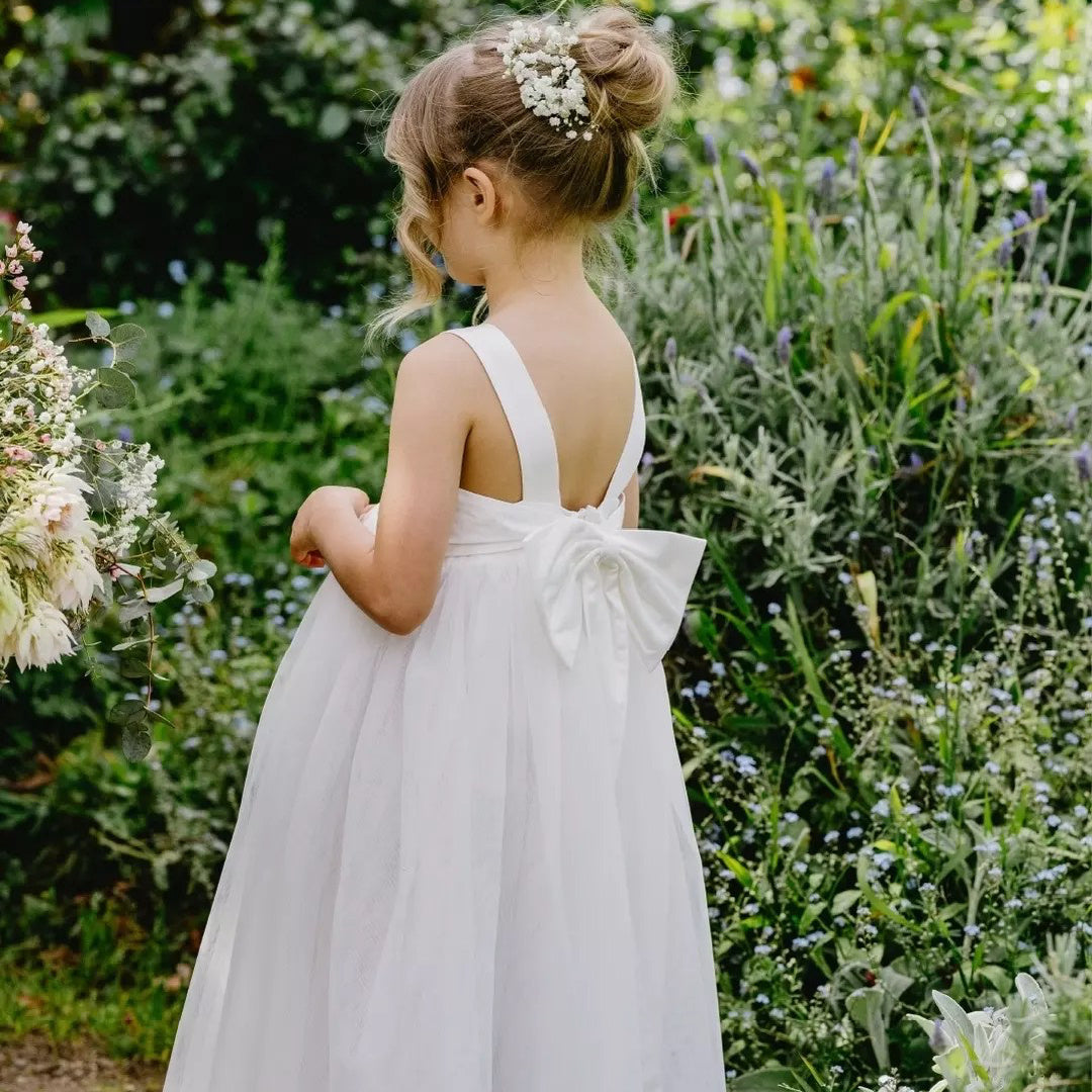 BEBE EMBROIDERED BODICE TULLE DRESS