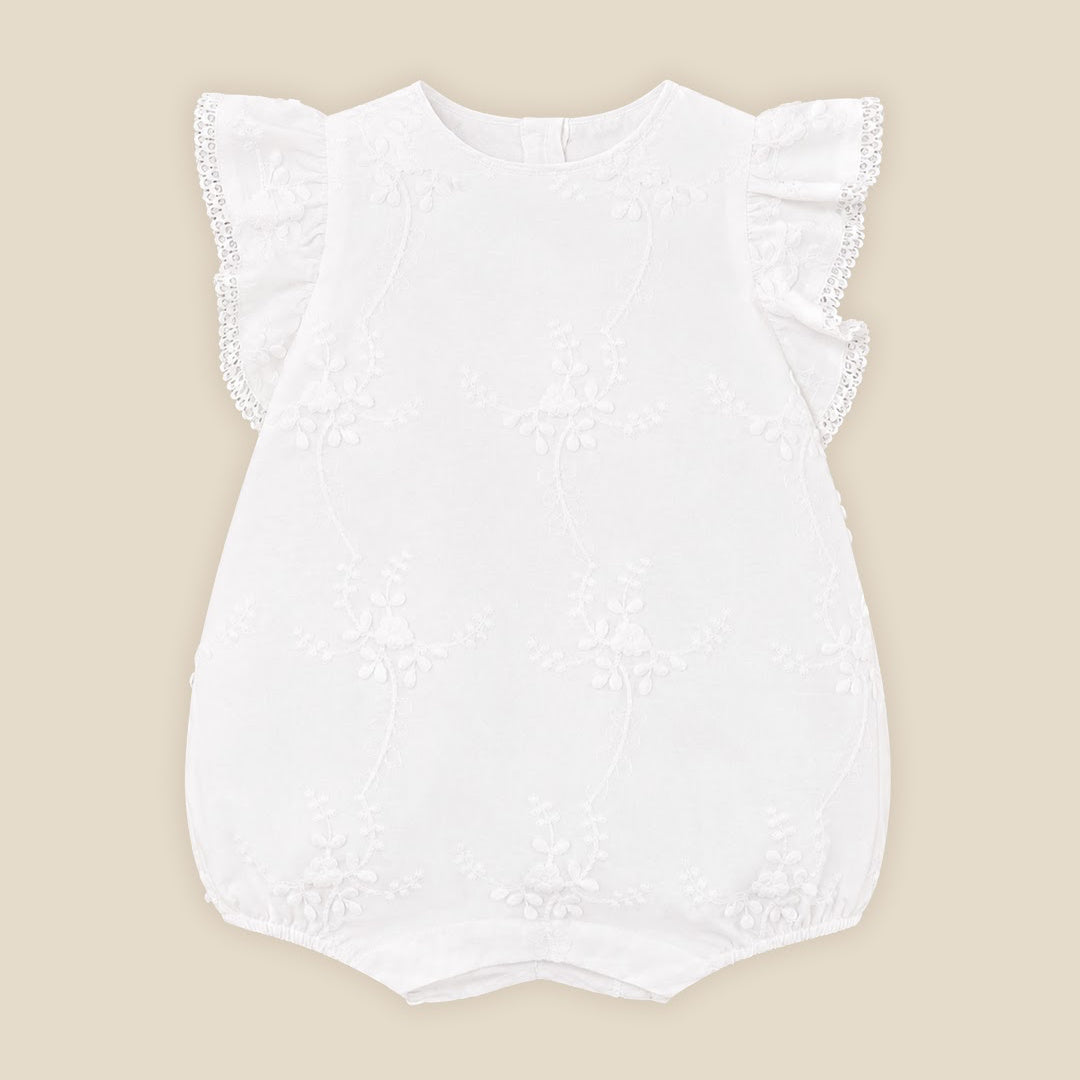BEBE 3D FLORAL EMBROIDERED ROMPER