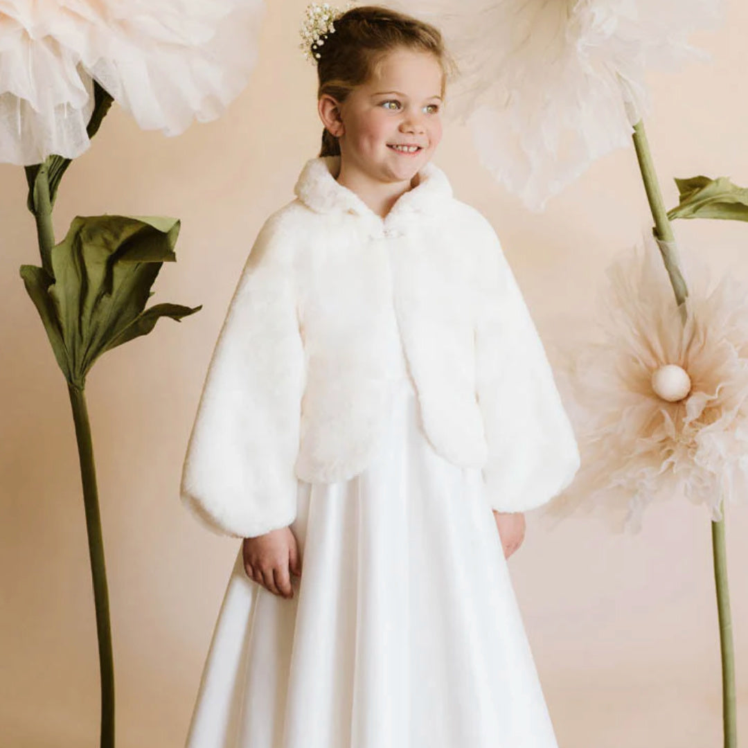 BEBE PETAL FAUX FUR JACKET