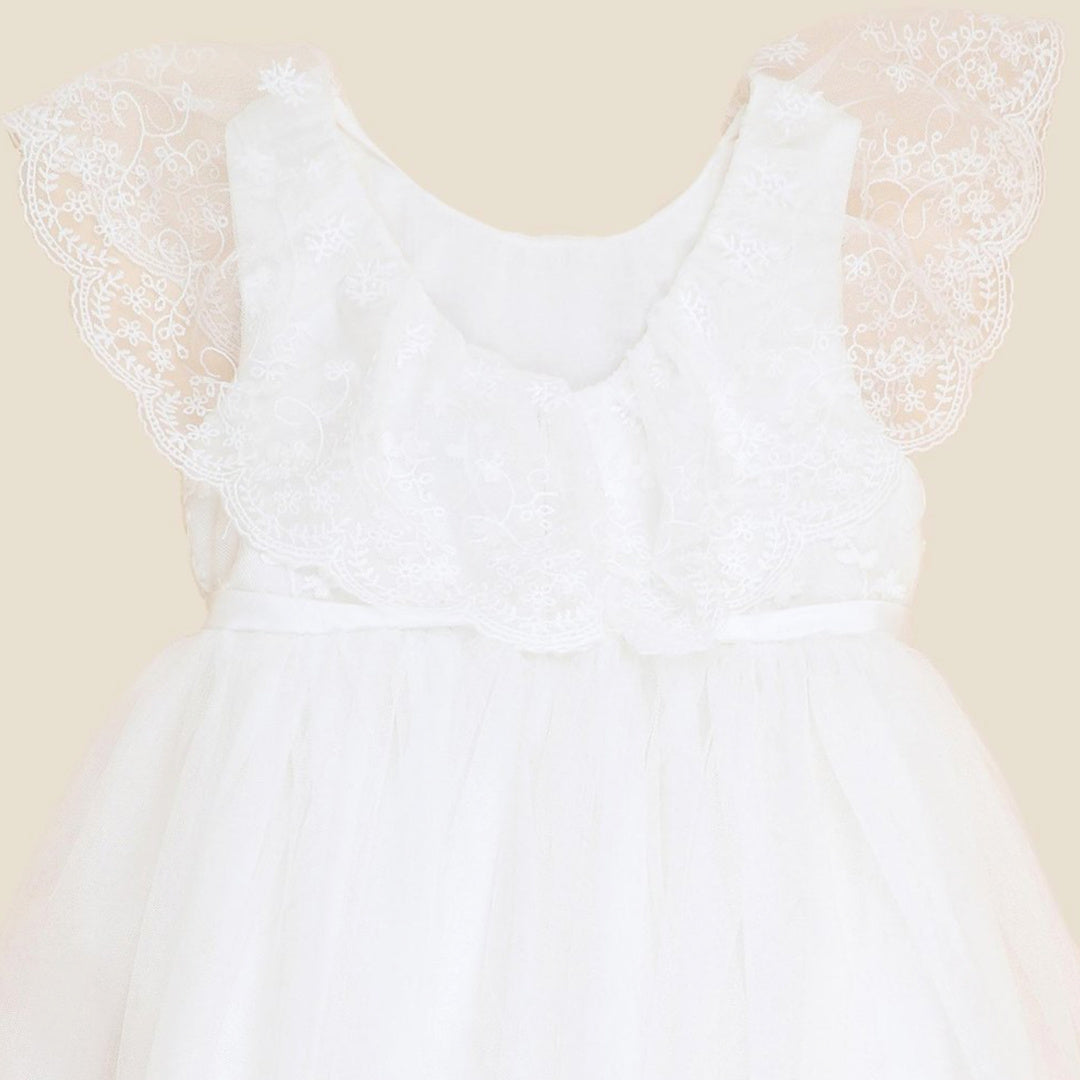 BEBE IVORY LACE/TULLE ANKLE LENGTH DRESS