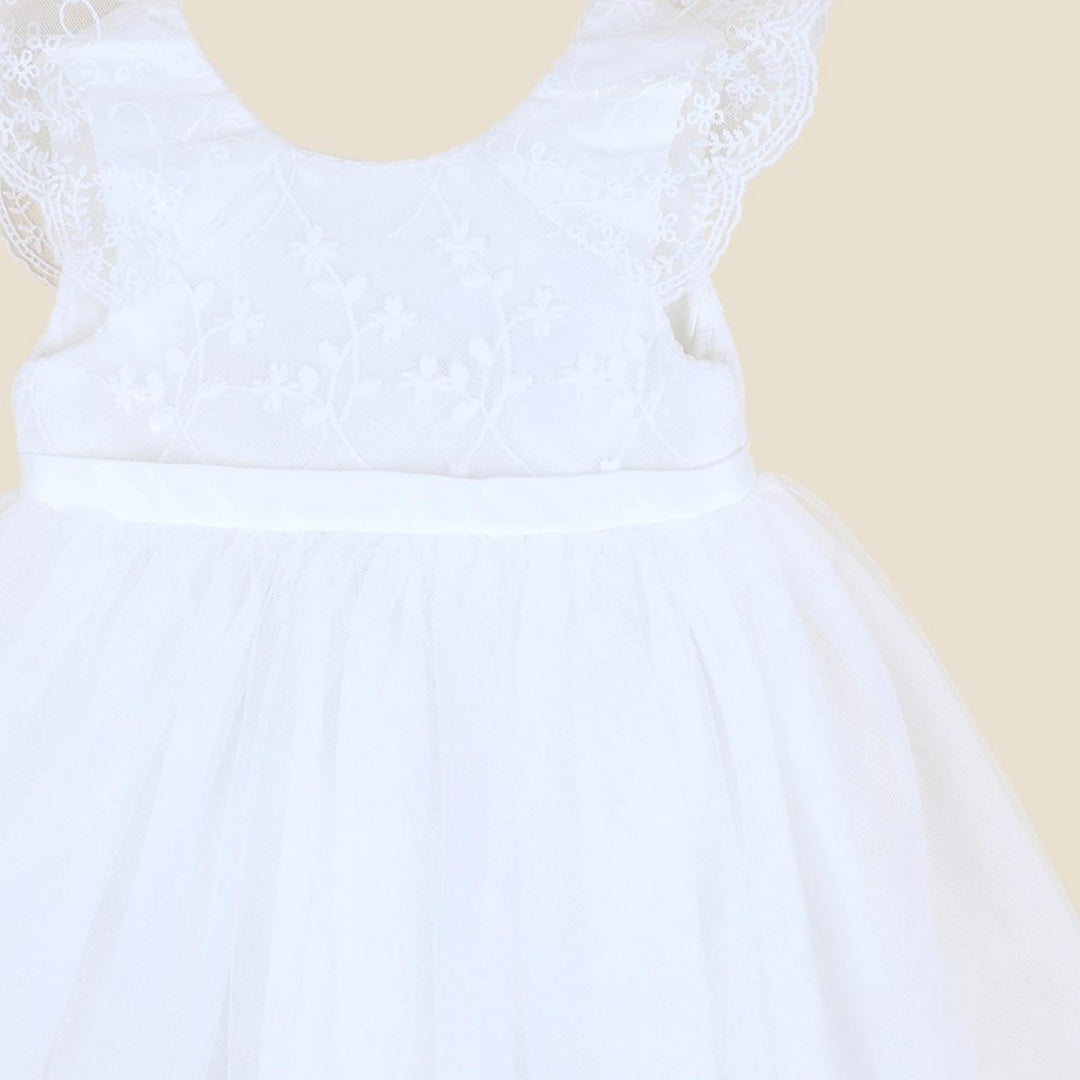 BEBE IVORY/LACE TULLE DRESS WITH BLOOMERS