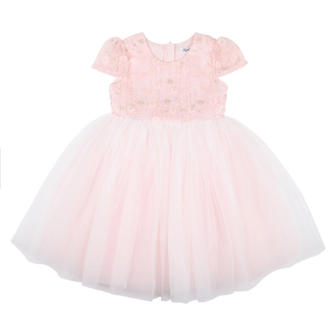 BEBE LACE BODICE DRESS - DUSKY PINK