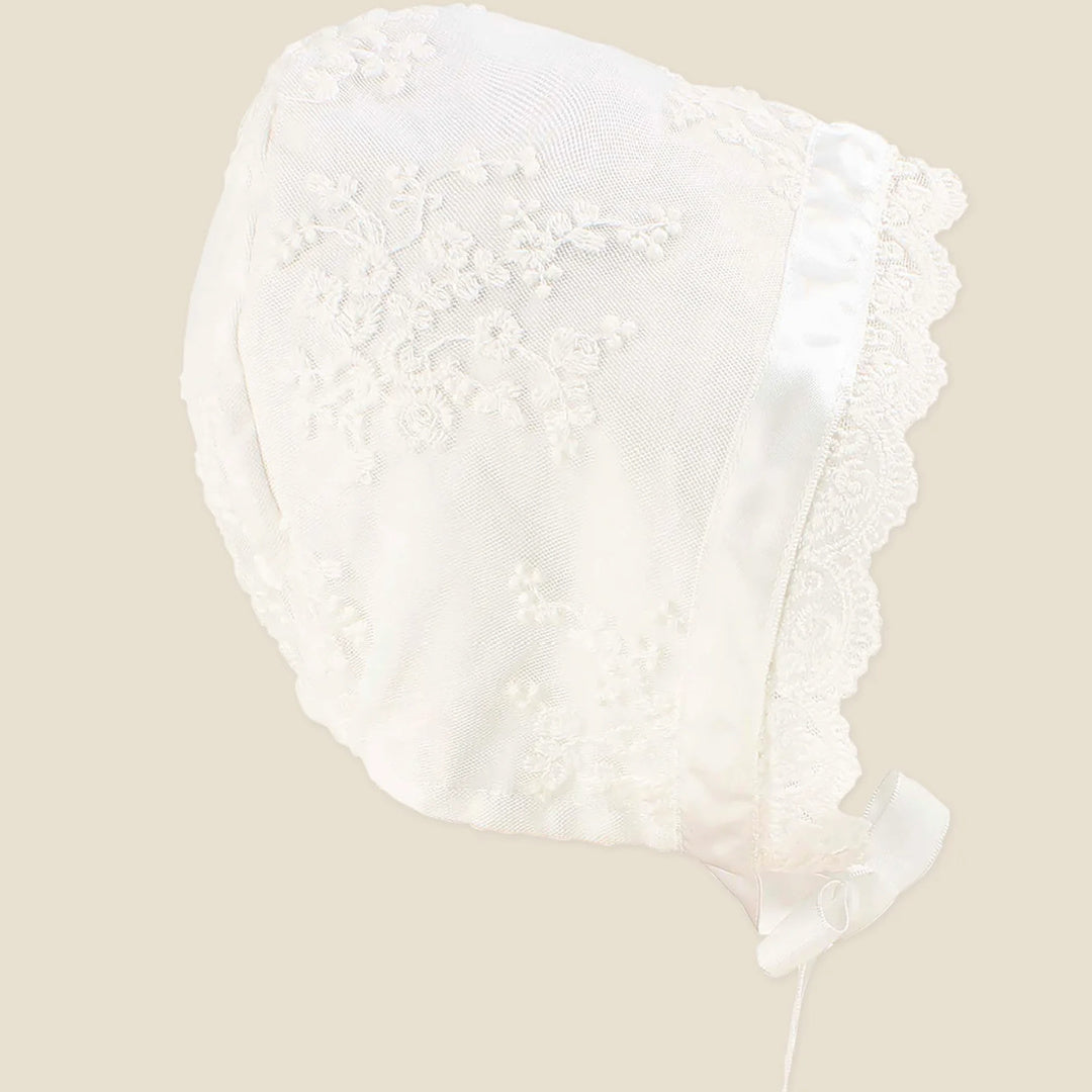BEBE GIRLS LACE BONNET - IVORY