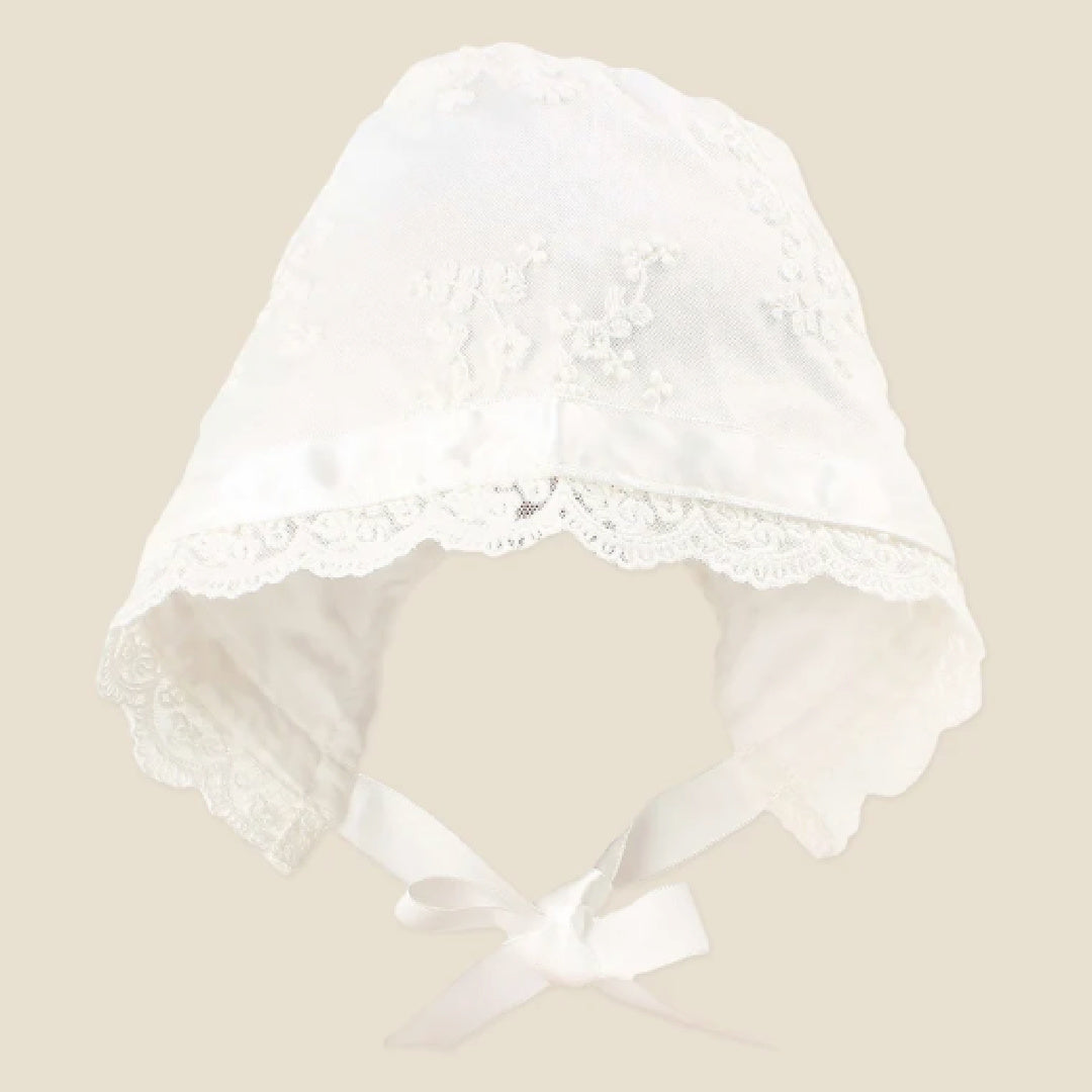 BEBE GIRLS LACE BONNET - IVORY
