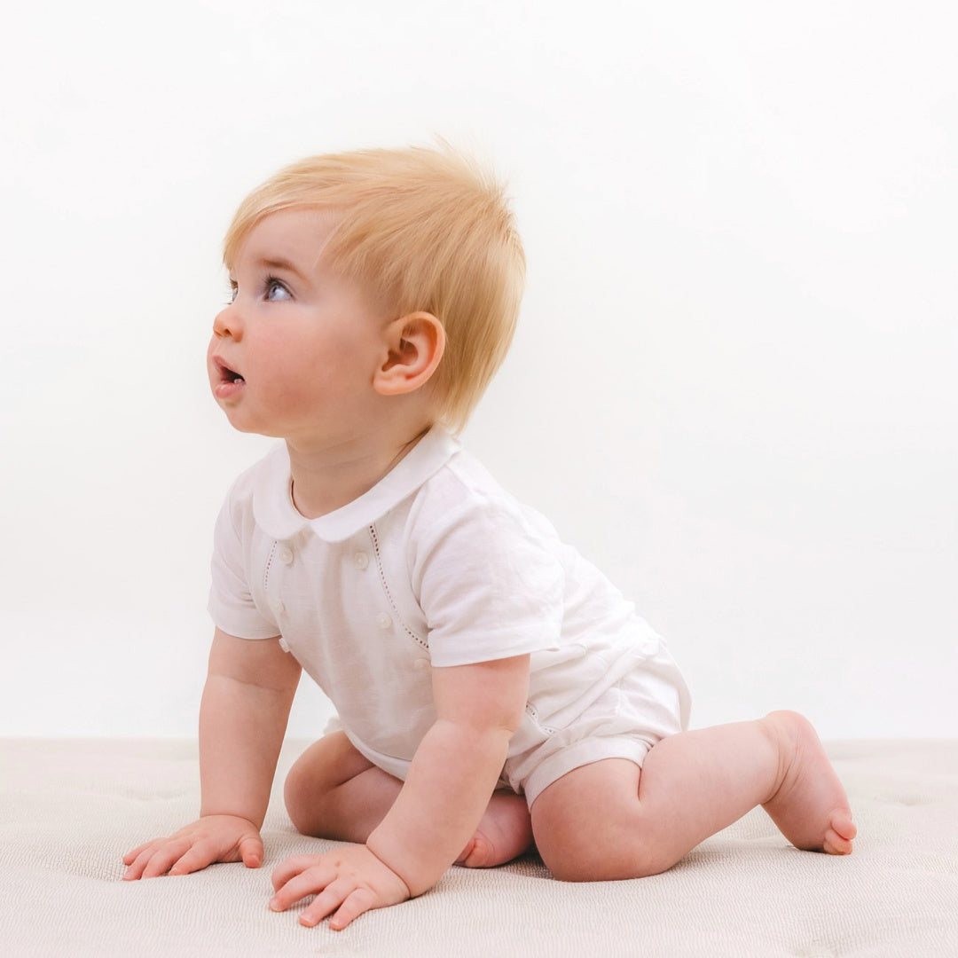 BEBE ROMAN LINEN BLEND DRESSY ROMPER