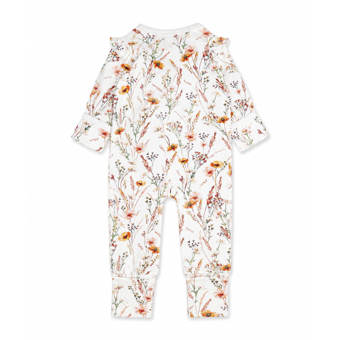 BEBE TAYLOR ORGANIC FLORAL LS ZIPSUIT