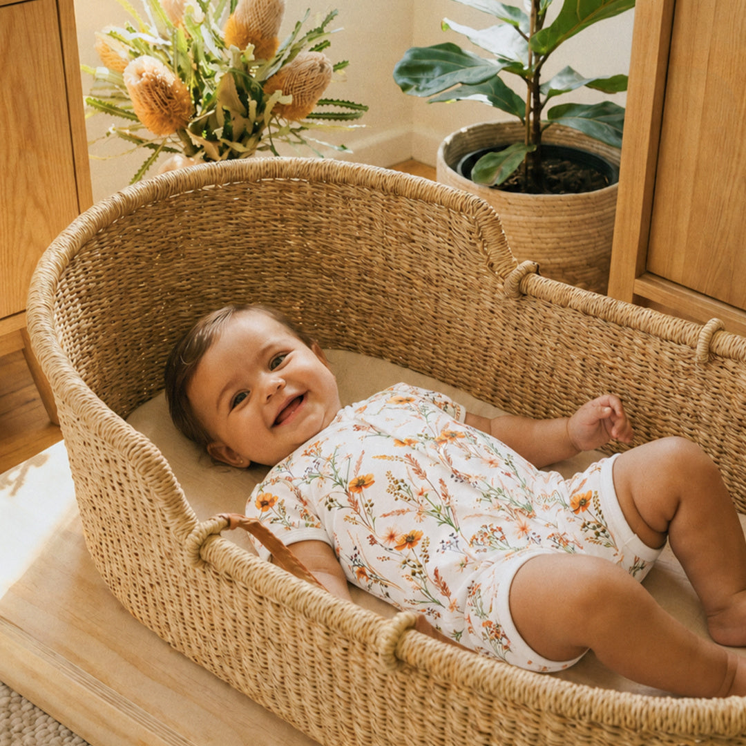 BEBE TAYLOR ORGANIC FLORAL SS ZIP ROMPER