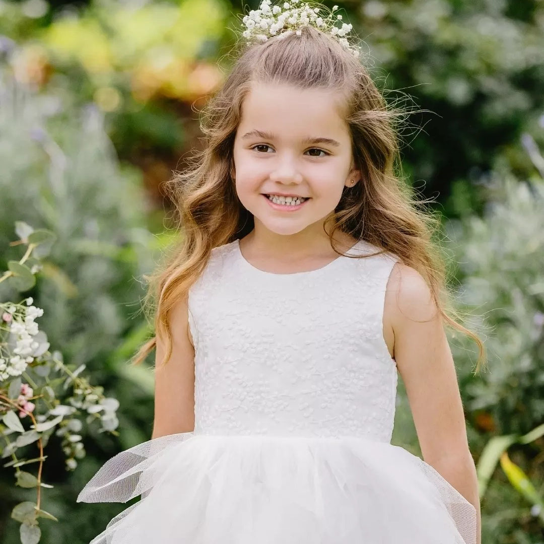 BEBE WATERFALL TULLE DRESS