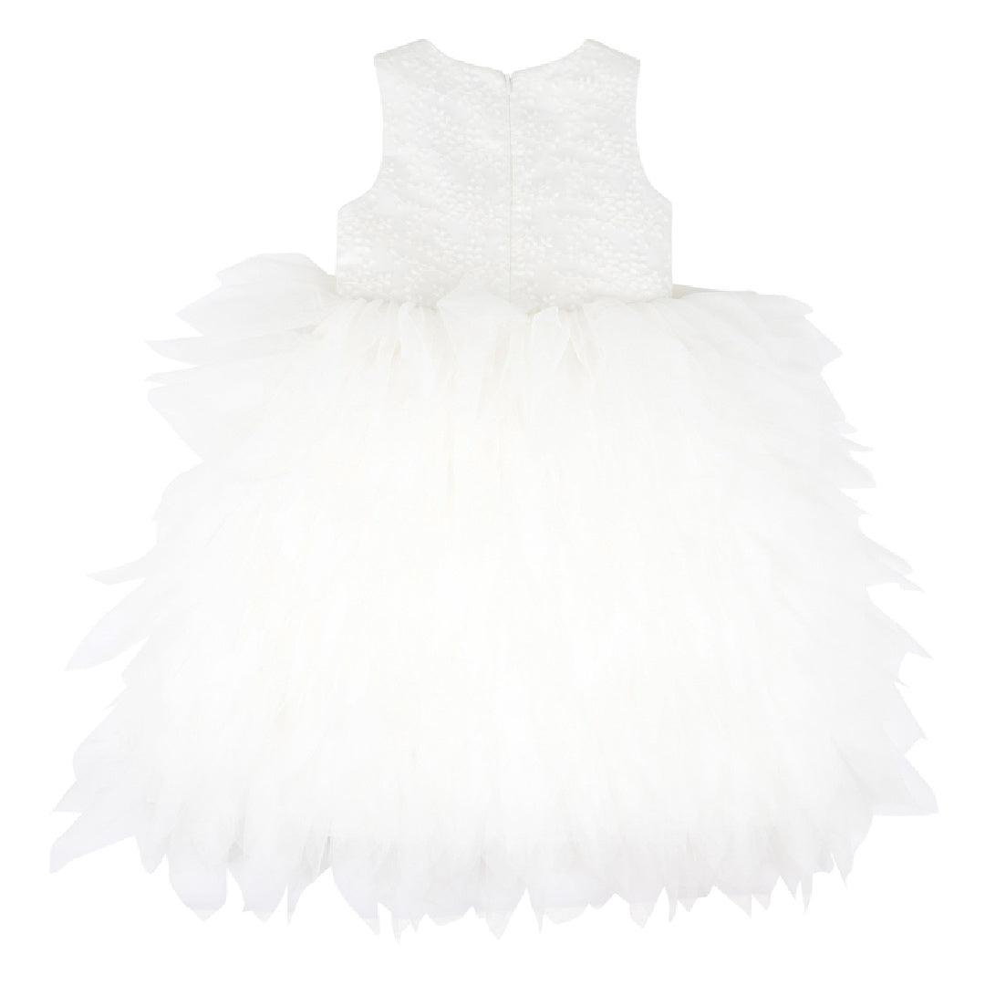 BEBE WATERFALL TULLE DRESS
