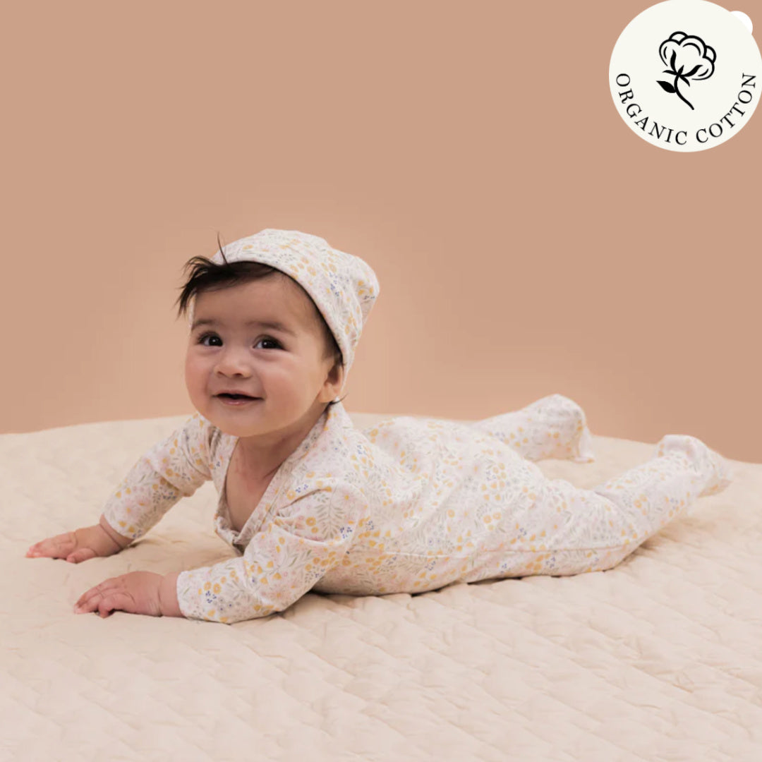 BEBE WHITE LABEL SUNDAY ORGANIC LS ZIP ROMPER