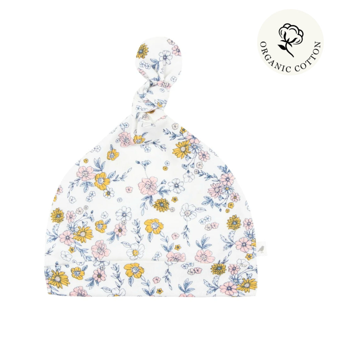 BEBE WHITE LABEL MAE FLORAL ORGANIC BEANIE