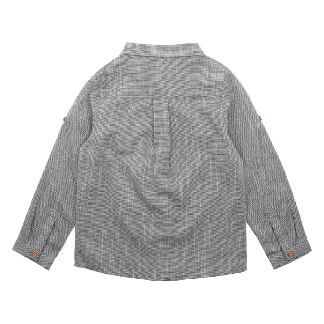 BEBE LIAM L/S STRIPE SHIRT - NAVY STRIPE