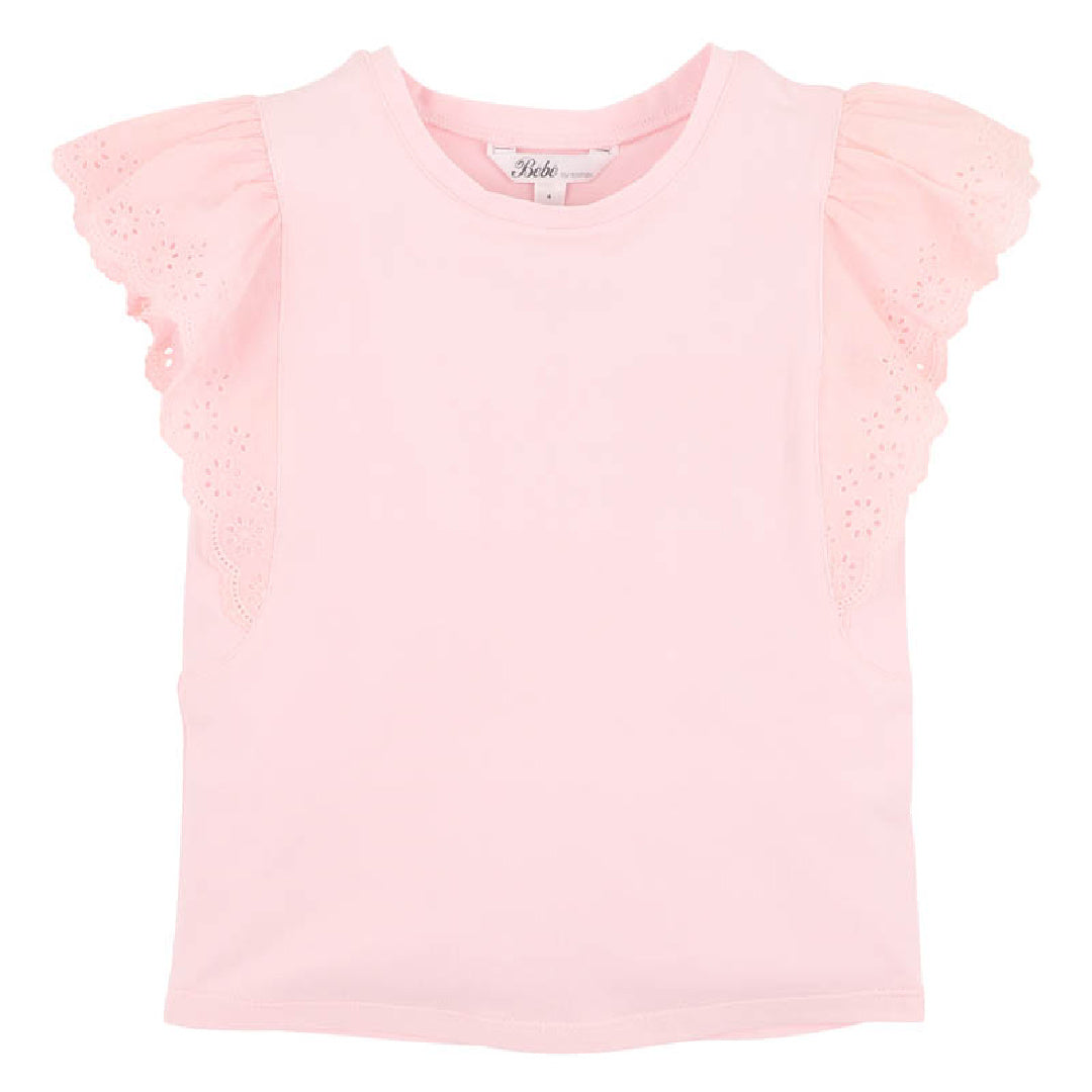 BEBE PINK BROIDERY TEE