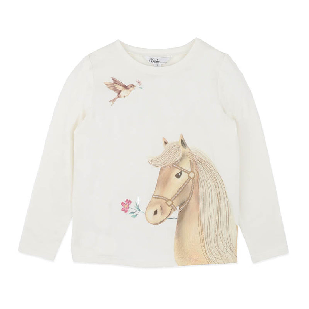 BEBE WINNIE HORSE ORGANIC LS TEE