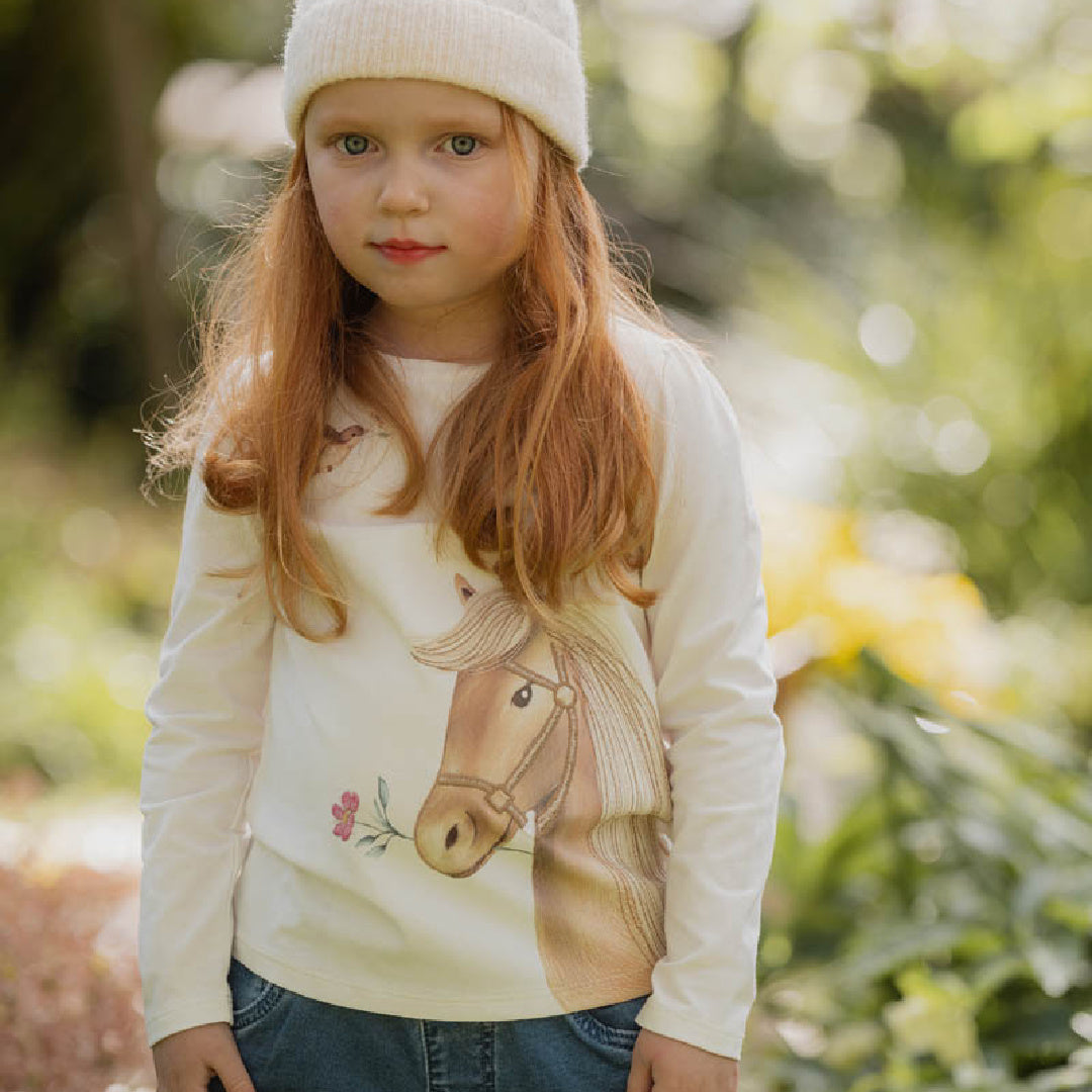 BEBE WINNIE HORSE ORGANIC LS TEE
