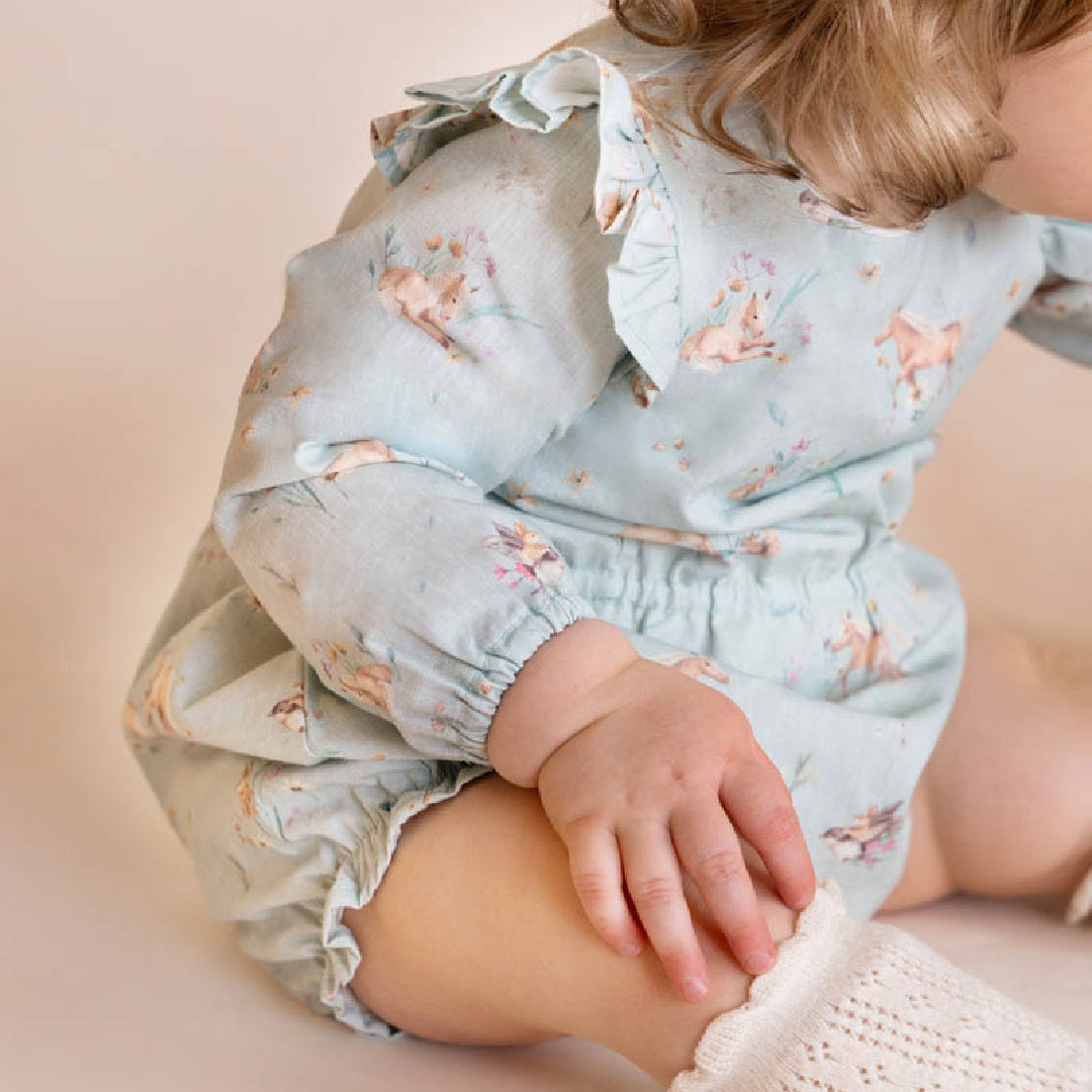 BEBE WINNIE LS WOVEN ROMPER