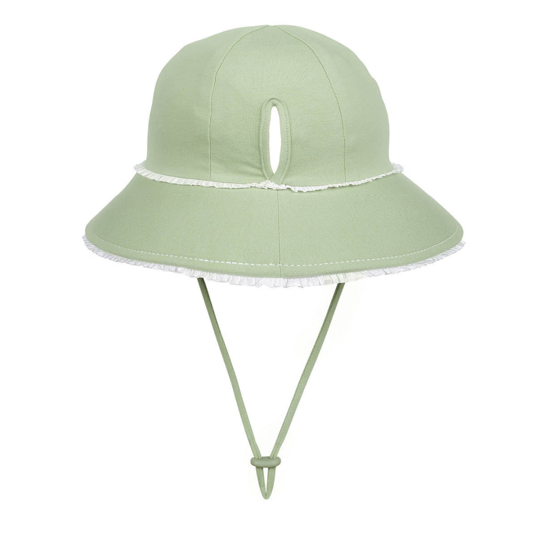 BEDHEAD KIDS PONYTAIL BUCKET HAT - KHAKI RUFFLE TRIM