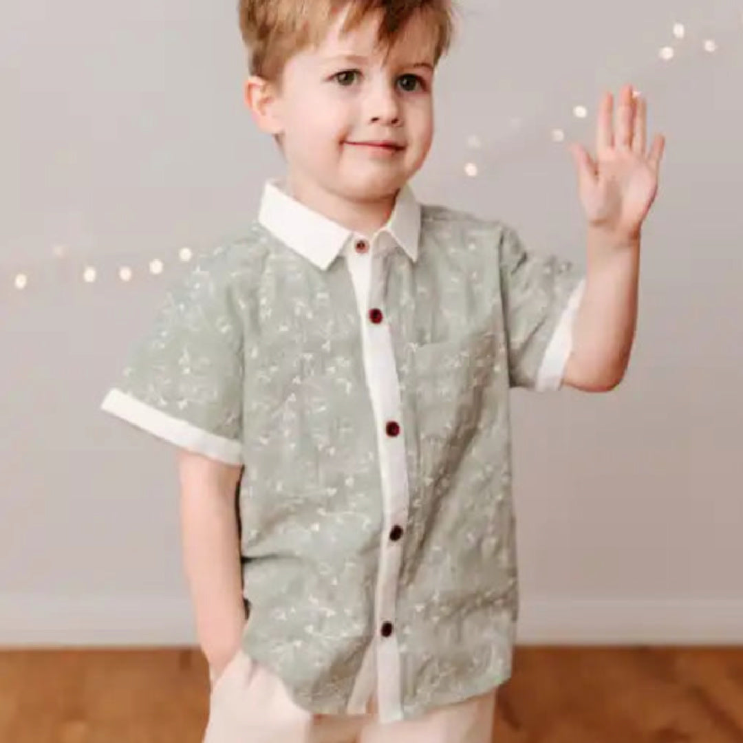 BENCER & HAZELNUT BOYS HOLLY COLLARED ROMPER / SHIRT