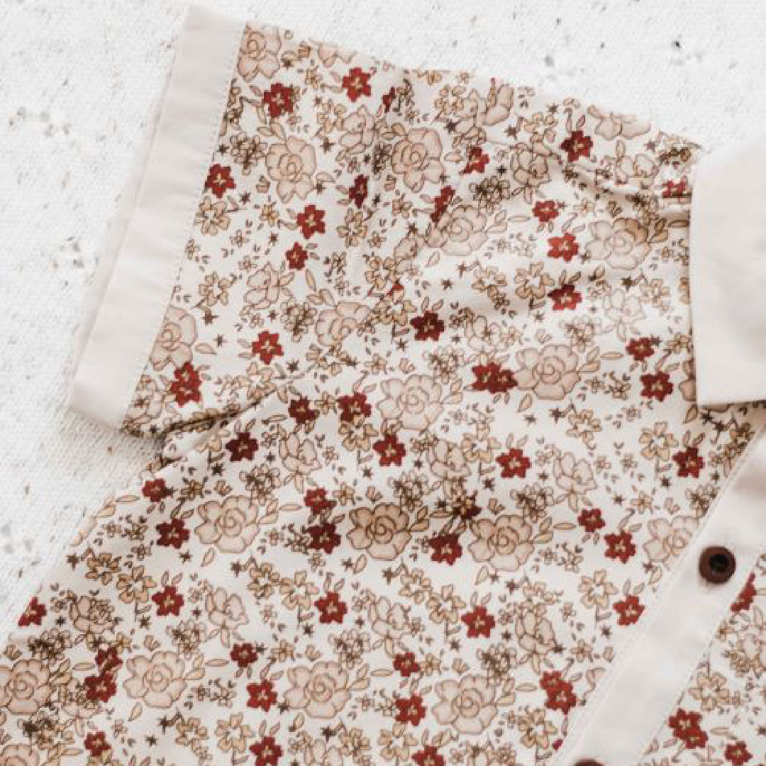 BENCER &amp; HAZELNUT BOYS POINSETTIA COLLARED ROMPER / SHIRT