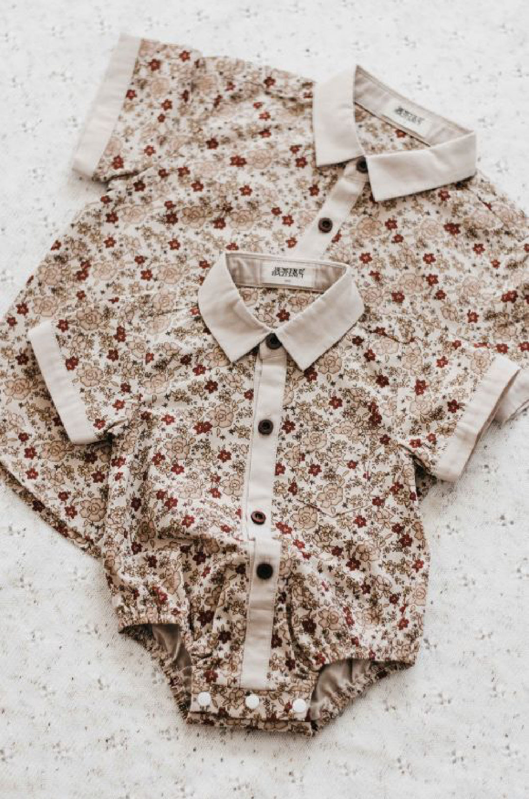 BENCER &amp; HAZELNUT BOYS POINSETTIA COLLARED ROMPER / SHIRT