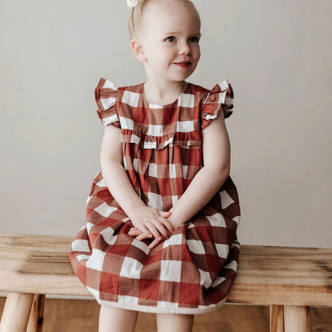 BENCER & HAZELNUT PLAYSUIT/DRESS - RED GINGHAM