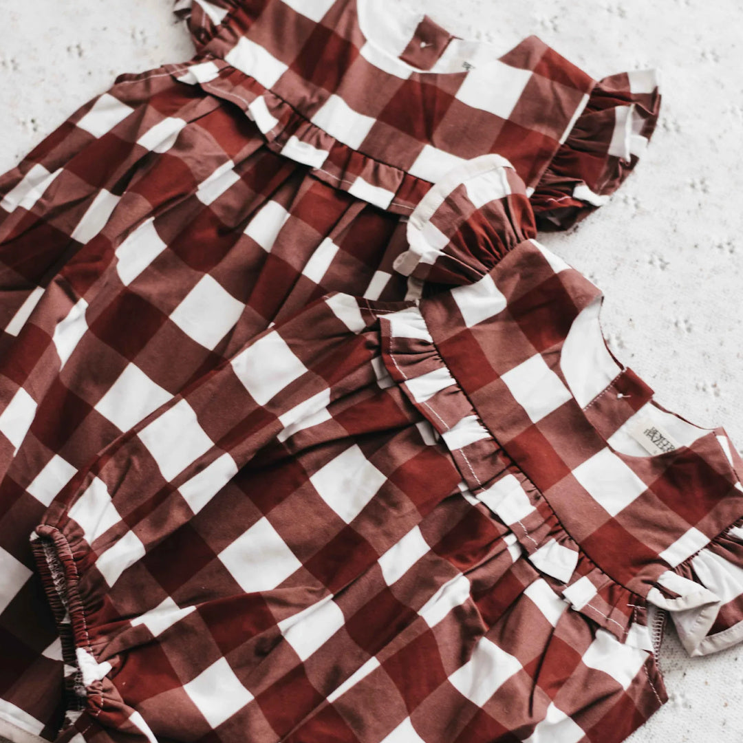 BENCER &amp; HAZELNUT PLAYSUIT/DRESS - RED GINGHAM