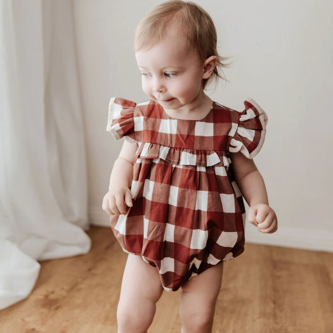 BENCER &amp; HAZELNUT PLAYSUIT/DRESS - RED GINGHAM