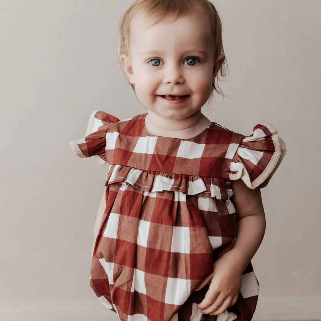 BENCER &amp; HAZELNUT PLAYSUIT/DRESS - RED GINGHAM