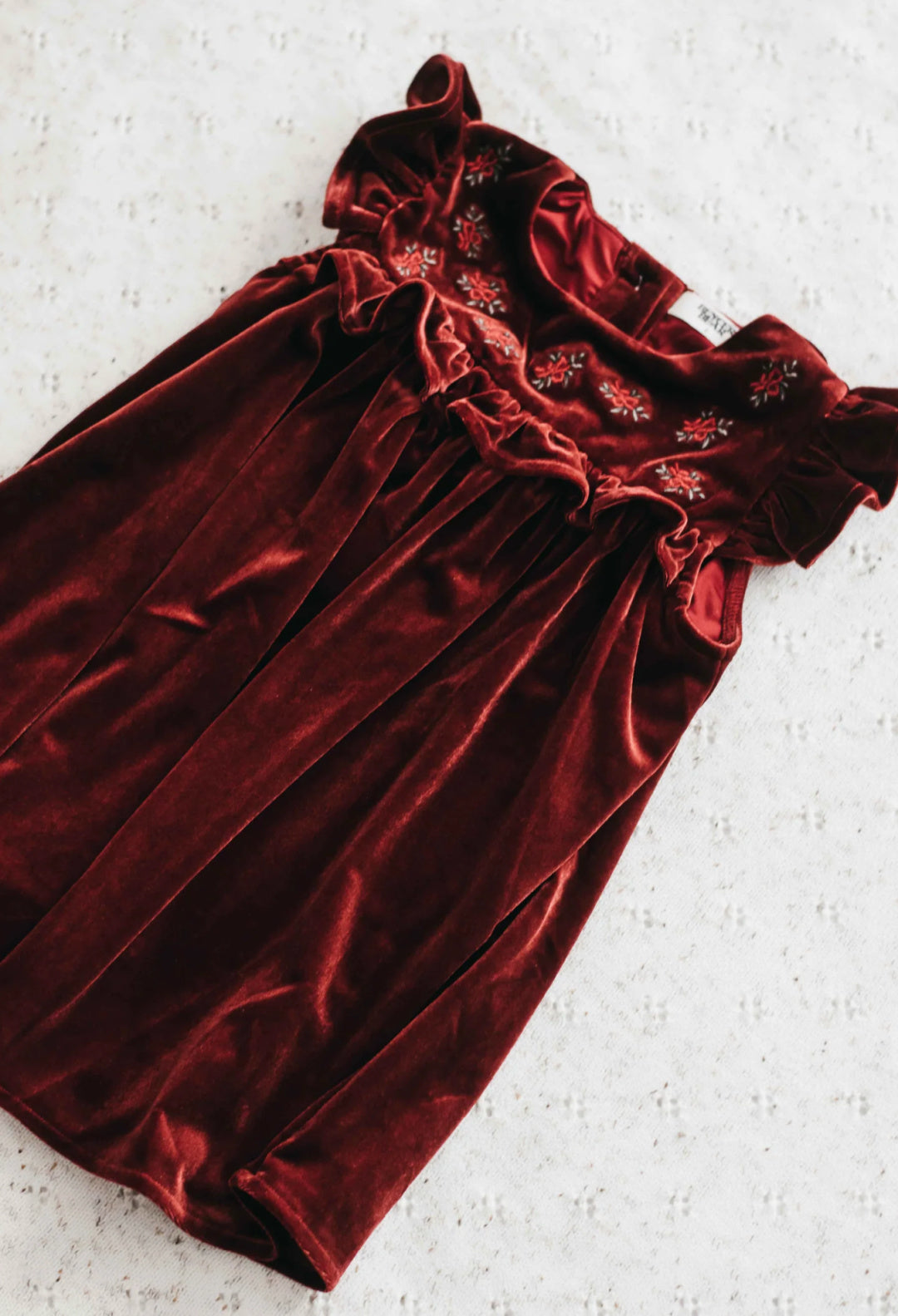 BENCER &amp; HAZELNUT VELVET PLAYSUIT/DRESS - RED IVY