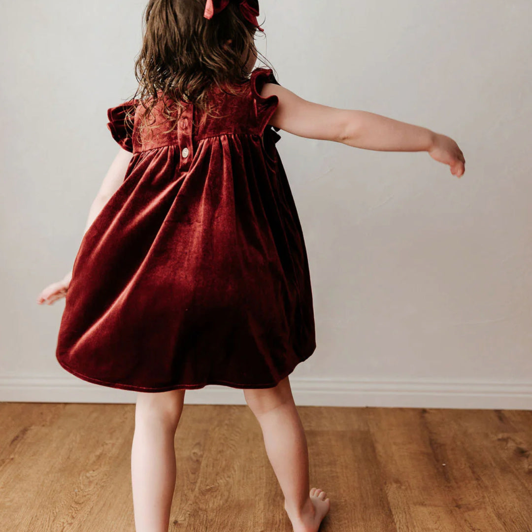 BENCER &amp; HAZELNUT VELVET PLAYSUIT/DRESS - RED IVY