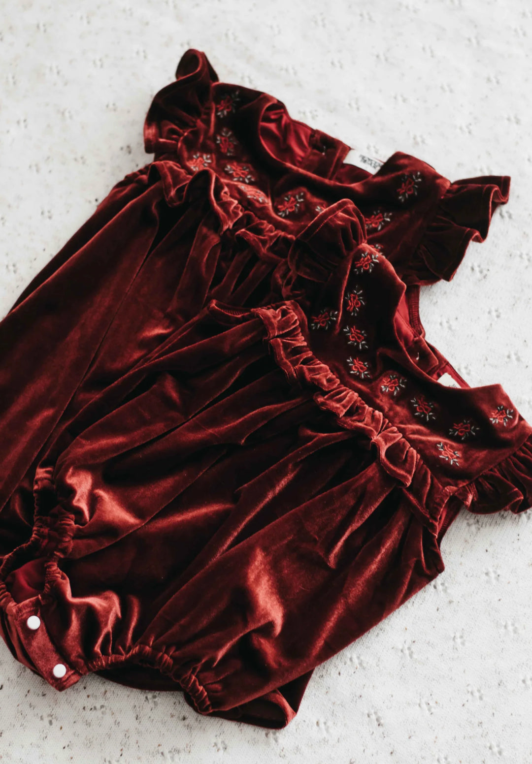 BENCER &amp; HAZELNUT VELVET PLAYSUIT/DRESS - RED IVY