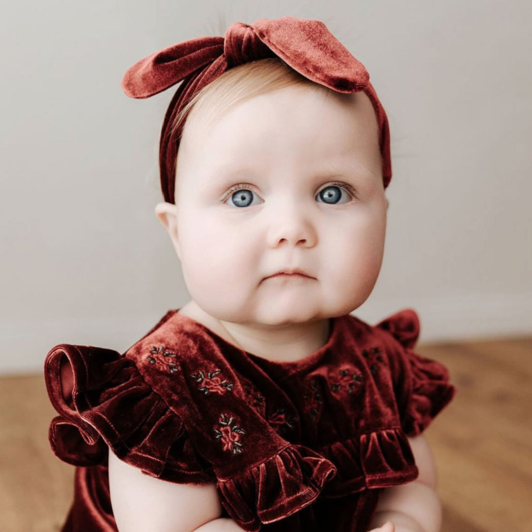 BENCER &amp; HAZELNUT BOW CLIP/HEADBAND - RED VELVET