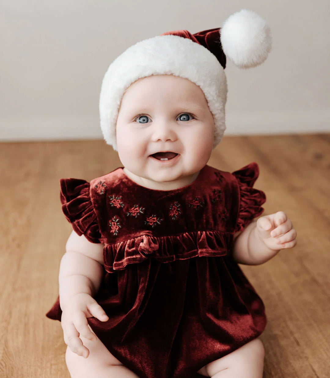 BENCER & HAZELNUT VELVET PLAYSUIT/DRESS - RED IVY