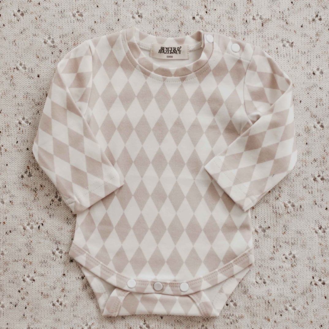 BENCER &amp; HAZELNUT DIAMOND LONG SLEEVE BODYSUIT / TEE