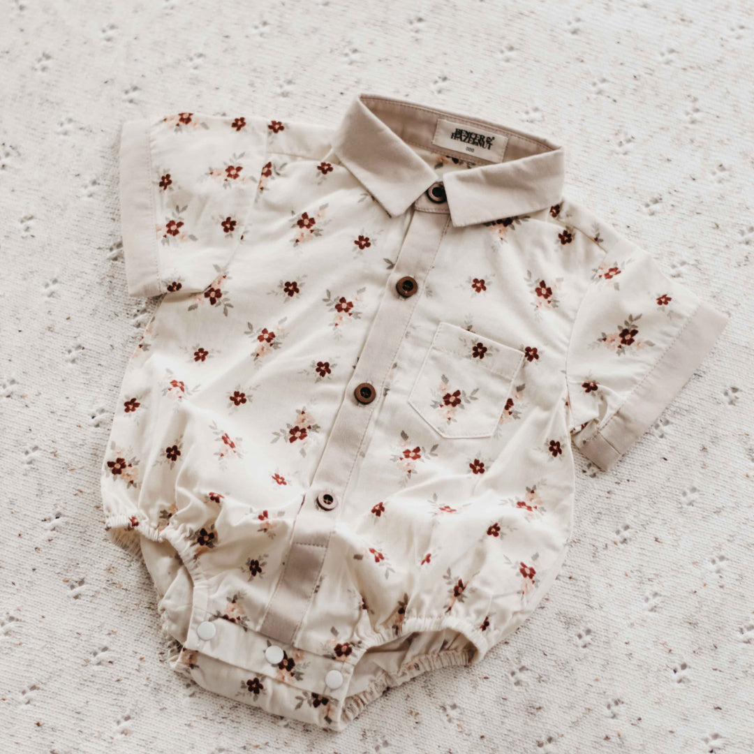 BENCER &amp; HAZELNUT BOYS FELIZ SHIRT ROMPER