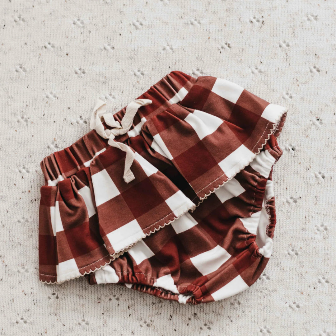 BENCER & HAZELNUT FRILL BLOOMERS - RED GINGHAM