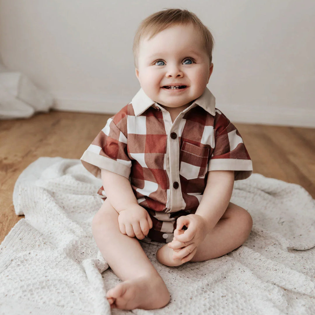 BENCER & HAZELNUT KIDS COLLARED SHIRT - RED GINGHAM