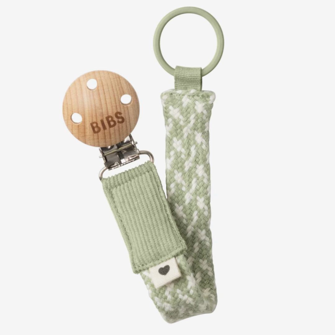 BIBS PACI BRAID PACIFIER CLIP - SAGE / IVORY