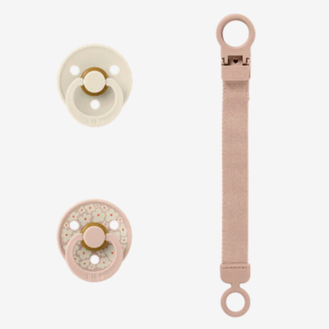 BIBS COLOUR DUMMY &amp; LOOP CLIP GIFT SET - BLUSH