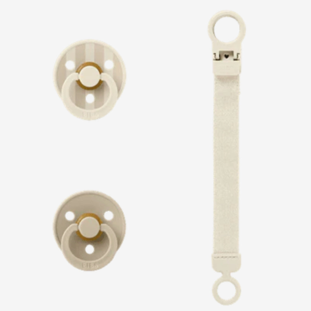 BIBS COLOUR DUMMY &amp; LOOP CLIP GIFT SET - IVORY